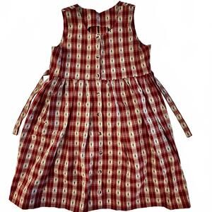 Vintage Girls Plaid Christmas Tree Holiday Dress Jumper XL